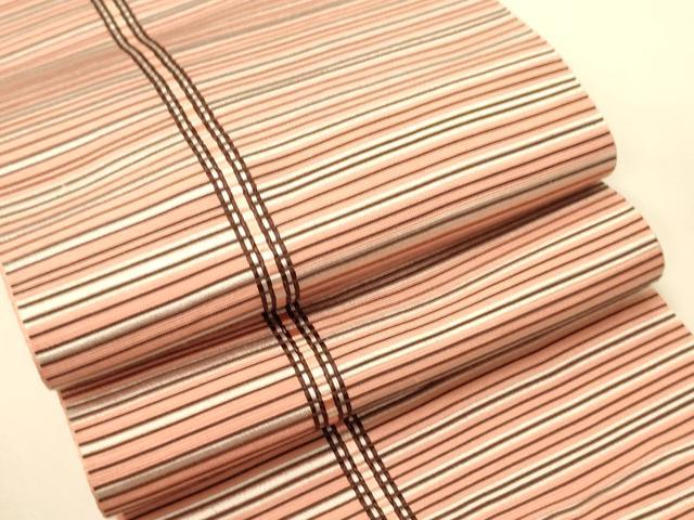 平和屋着物●本場筑前博多織　半幅帯　横段文　証紙付き　正絹　逸品　CABK6046ak