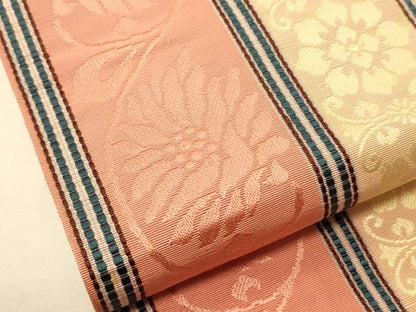 平和屋着物●本場筑前博多織　半幅帯　花間道　正絹　逸品　CABK6050ak
