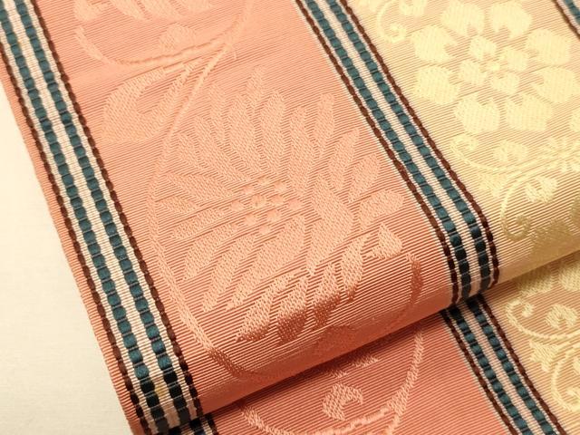 平和屋着物●本場筑前博多織　半幅帯　花間道　正絹　逸品　CABK6050ak