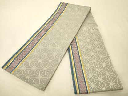 平和屋着物●本場筑前博多織　半幅帯　麻の葉間道　正絹　逸品　CABK6051ak