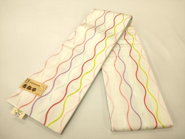 平和屋着物●本場筑前博多織　半幅帯　西村織物謹製　立涌文　証紙付き　正絹　逸品　未使用　CABK6058ak