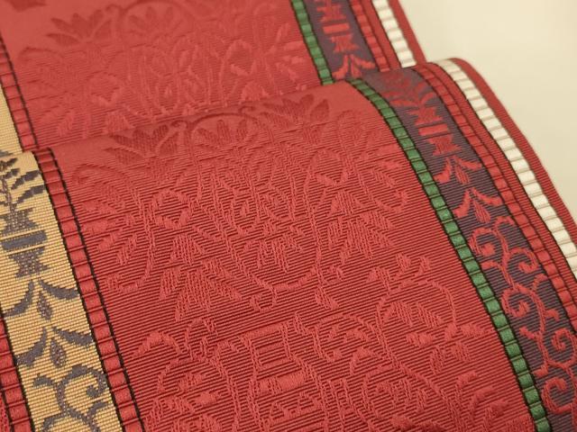平和屋着物●本場筑前博多織　半幅帯　井上絹織謹製　陶器花間道　証紙付き　正絹　逸品　CABK6063ak