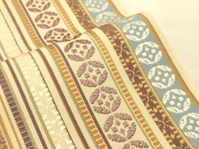 平和屋着物●本場筑前博多織　半幅帯　幾何学間道　正絹　逸品　CABK6073ak