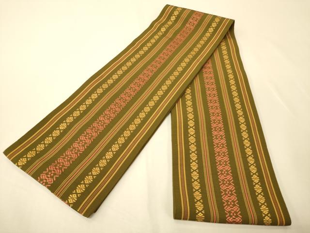 平和屋着物●本場筑前博多織　半幅帯　献上柄　正絹　逸品　CABK6078ak