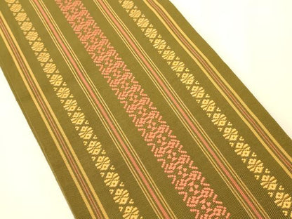 平和屋着物●本場筑前博多織　半幅帯　献上柄　正絹　逸品　CABK6078ak