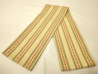 平和屋着物●本場筑前博多織　半幅帯　献上柄　証紙付き　正絹　逸品　CABK6079ak