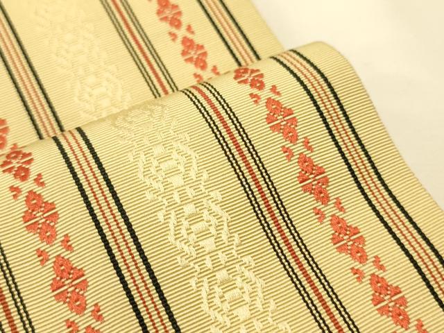 平和屋着物●本場筑前博多織　半幅帯　献上柄　証紙付き　正絹　逸品　CABK6079ak