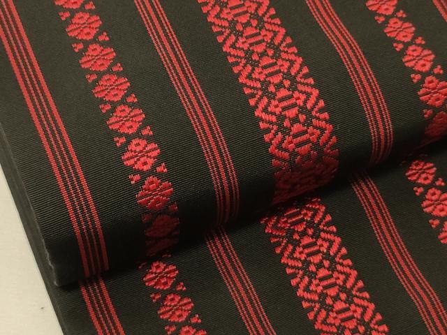 平和屋着物●本場筑前博多織　半幅帯　献上柄　黒地　正絹　逸品　CABK6085ak