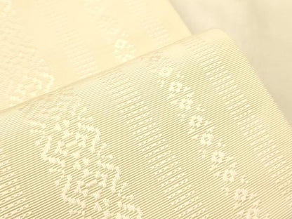 平和屋着物●本場筑前博多織　半幅帯　鳥の子色　献上柄　正絹　逸品　CABK6091ak