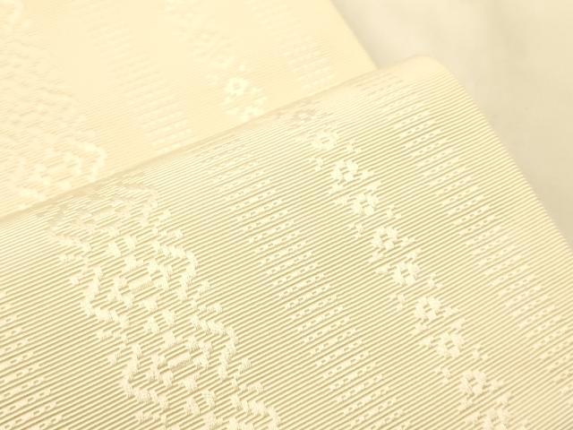 平和屋着物●本場筑前博多織　半幅帯　鳥の子色　献上柄　正絹　逸品　CABK6091ak