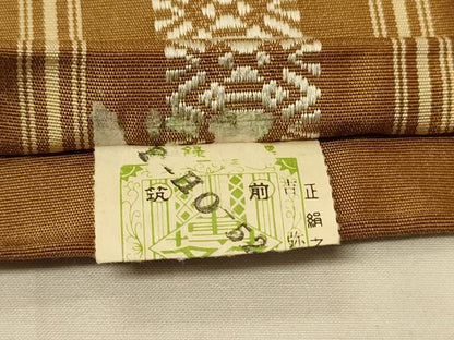 平和屋着物●本場筑前博多織　半幅帯　献上柄　証紙付き　正絹　逸品　CABK6093ak