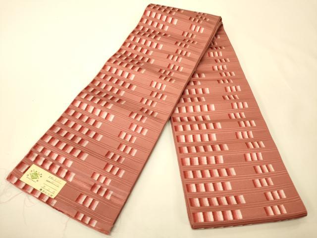 平和屋着物●本場筑前博多織　両面　半幅帯　原田織物謹製　よろけ縞/献上柄　証紙付き　正絹　逸品　未使用　CABK6098ak