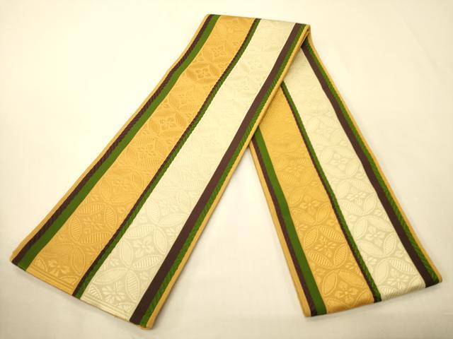 平和屋着物●本場筑前博多織　半幅帯　七宝花文　証紙付き　正絹　逸品　CABK6101ak