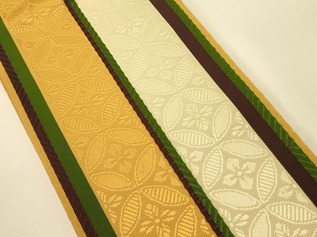 平和屋着物●本場筑前博多織　半幅帯　七宝花文　証紙付き　正絹　逸品　CABK6101ak