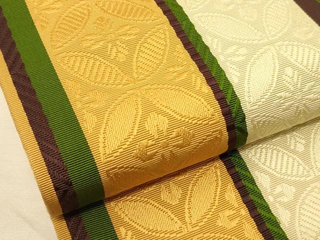 平和屋着物●本場筑前博多織　半幅帯　七宝花文　証紙付き　正絹　逸品　CABK6101ak