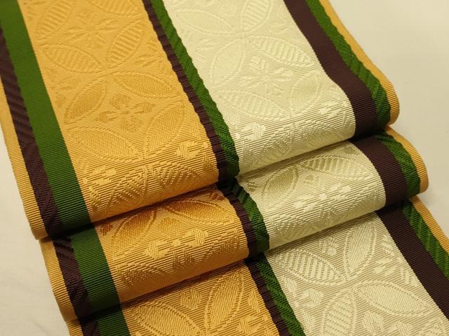 平和屋着物●本場筑前博多織　半幅帯　七宝花文　証紙付き　正絹　逸品　CABK6101ak