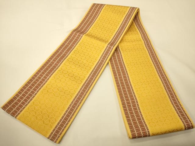 平和屋着物●本場筑前博多織　半幅帯　小野和也作　七宝間道　証紙付き　正絹　逸品　CABK6103ak