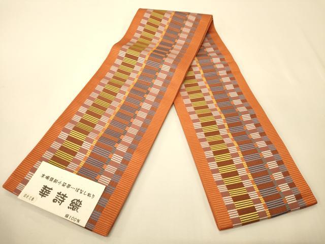 平和屋着物●本場筑前博多織　半幅帯　児島織物謹製　華詩織　博多金ラベル　証紙付き　正絹　逸品　未使用　CABK6108ak