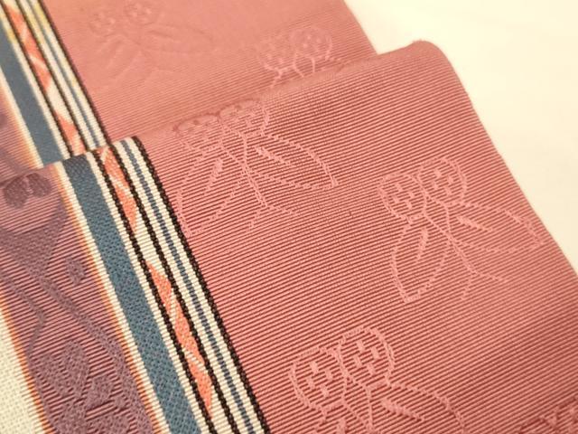平和屋着物●本場筑前博多織　半幅帯　脇山忠道作　抽象花文　証紙付き　正絹　逸品　未使用　CABK6110ak