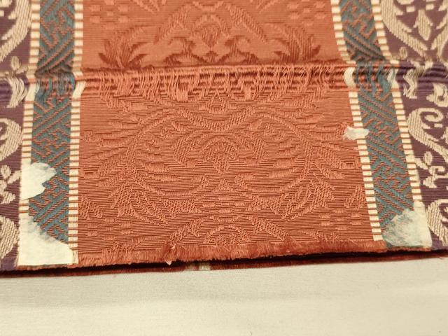 平和屋着物●本場筑前博多織　半幅帯　唐草間道　正絹　逸品　CABK6117ak