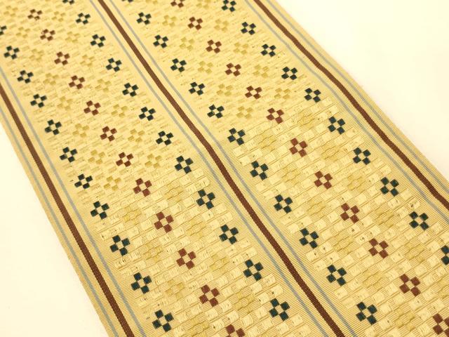 平和屋着物●本場筑前博多織　半幅帯　幾何学間道　証紙付き　正絹　逸品　CABK6118ak