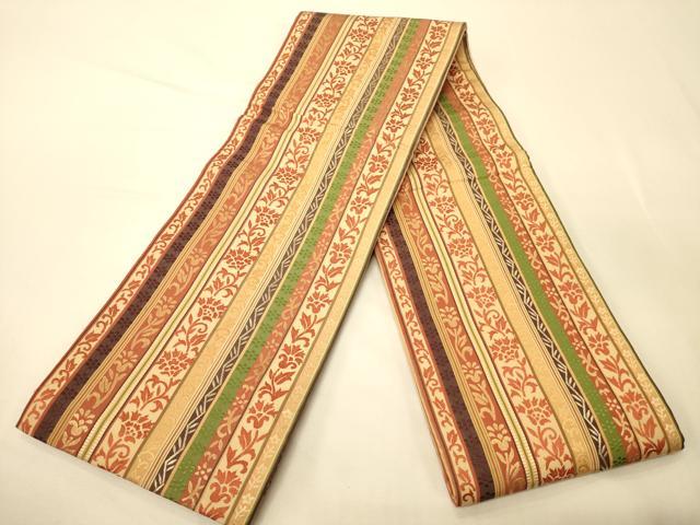 平和屋着物●本場筑前博多織　半幅帯　花間道　正絹　逸品　CABK6121ak