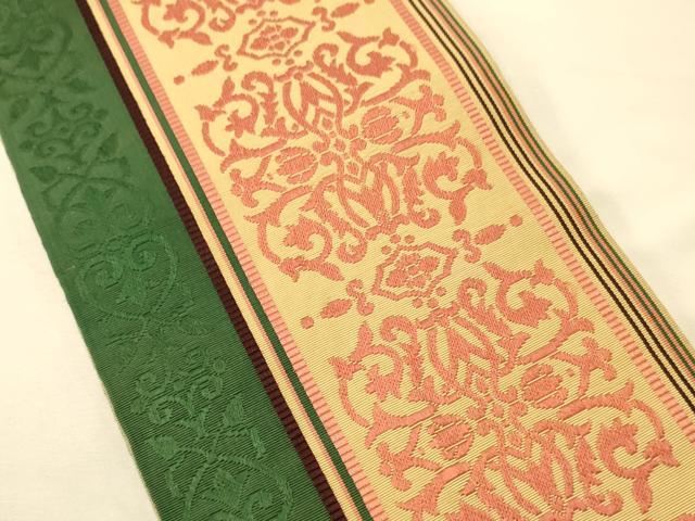 平和屋着物●本場筑前博多織　半幅帯　抽象間道　正絹　逸品　CABK6123ak