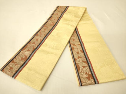 平和屋着物●本場筑前博多織　半幅帯　舞桜間道　正絹　逸品　CABK6128ak