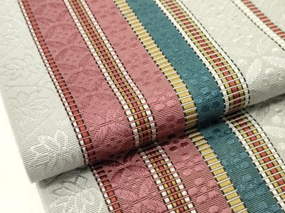 平和屋着物●本場筑前博多織　半幅帯　井上絹織謹製　七宝花間道　正絹　逸品　CABK6131ak