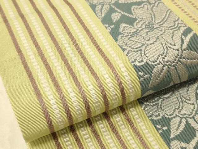 平和屋着物●本場筑前博多織　半幅帯　児島織物謹製　草花間道　証紙付き　正絹　逸品　CABK6147ak