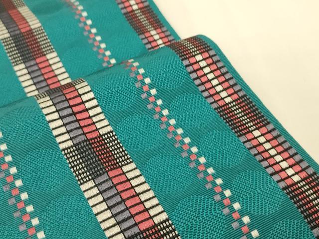 平和屋着物●本場筑前博多織　半幅帯　幾何学文　正絹　逸品　CABK6148ak