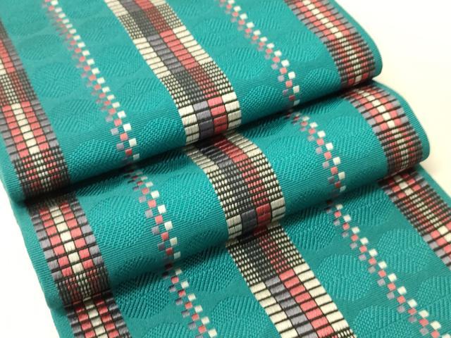 平和屋着物●本場筑前博多織　半幅帯　幾何学文　正絹　逸品　CABK6148ak