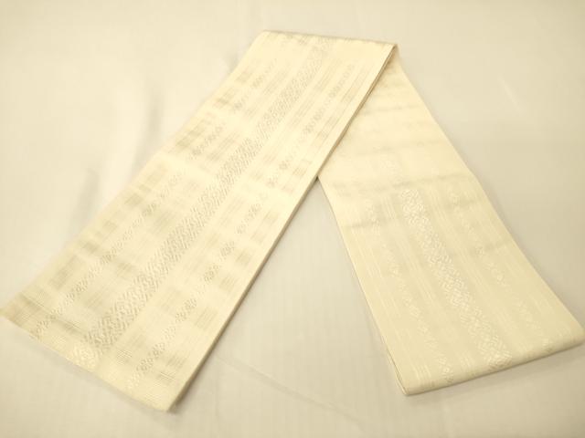 平和屋着物●本場筑前博多織　両面　半幅帯　よろけ縞/献上柄　正絹　逸品　CABK6154ak