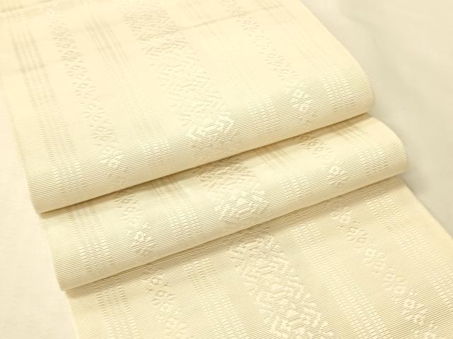 平和屋着物●本場筑前博多織　両面　半幅帯　よろけ縞/献上柄　正絹　逸品　CABK6154ak