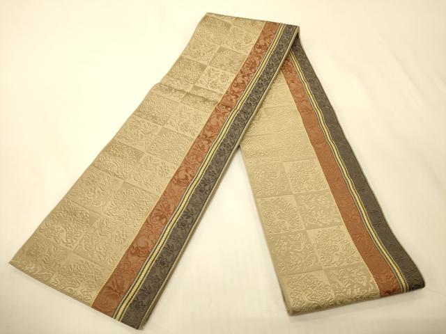 平和屋着物●本場筑前博多織　半幅帯　唐草間道　正絹　逸品　CABK6155ak