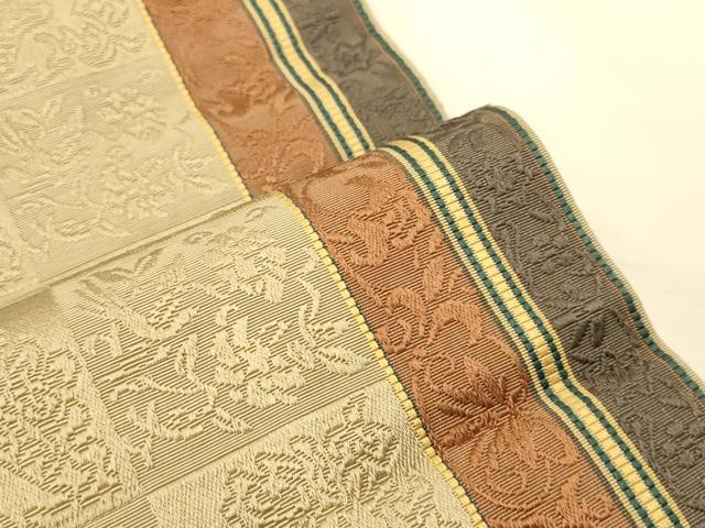 平和屋着物●本場筑前博多織　半幅帯　唐草間道　正絹　逸品　CABK6155ak