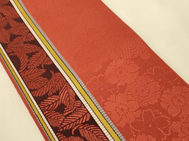 平和屋着物●本場筑前博多織　半幅帯　舞桜間道　正絹　逸品　CABK6158ak