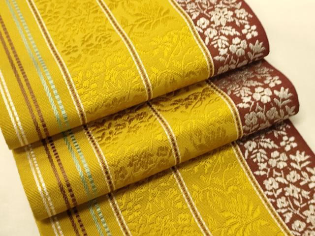 平和屋着物●本場筑前博多織　半幅帯　花間道　正絹　逸品　CABK6162ak