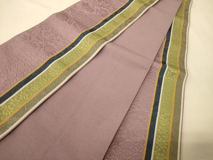 平和屋着物●本場筑前博多織　半幅帯　井上絹織謹製　花唐草間道　証紙付き　正絹　逸品　CABK6168ak