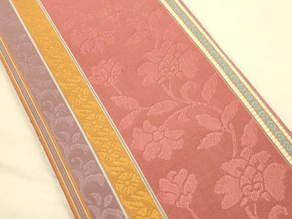平和屋着物●本場筑前博多織　半幅帯　花間道　正絹　逸品　CABK6187ak