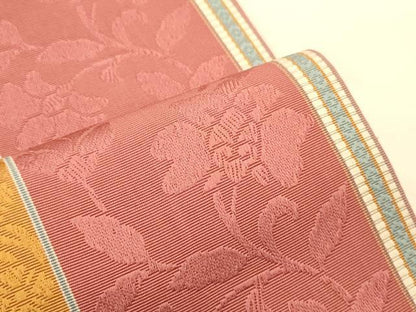 平和屋着物●本場筑前博多織　半幅帯　花間道　正絹　逸品　CABK6187ak
