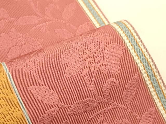平和屋着物●本場筑前博多織　半幅帯　花間道　正絹　逸品　CABK6187ak