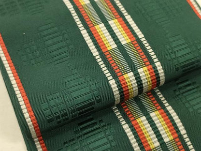 平和屋着物●本場筑前博多織　半幅帯　間道　正絹　逸品　CABK6189ak