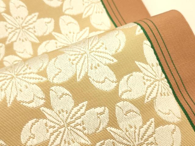 平和屋着物●本場筑前博多織　半幅帯　舞花文　正絹　逸品　CABK6194ak
