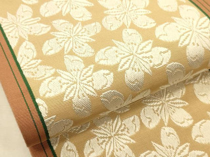 平和屋着物●本場筑前博多織　半幅帯　舞花文　正絹　逸品　CABK6194ak