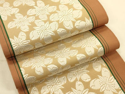 平和屋着物●本場筑前博多織　半幅帯　舞花文　正絹　逸品　CABK6194ak