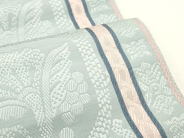 平和屋着物●本場筑前博多織　半幅帯　草花文　正絹　逸品　CABK6196ak