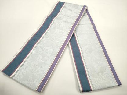 平和屋着物●本場筑前博多織　半幅帯　枝花文　正絹　逸品　CABK6197ak
