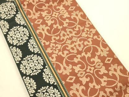 平和屋着物●本場筑前博多織　半幅帯　抽象間道　正絹　逸品　CABK6206ak