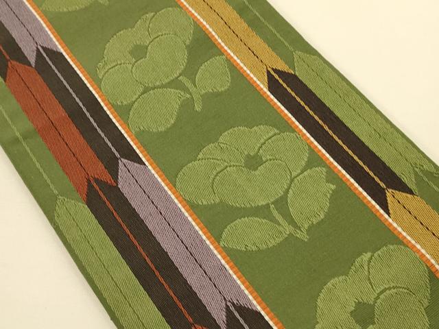 平和屋着物●本場筑前博多織　半幅帯　小野和也作　花間道　証紙付き　正絹　逸品　CABK6210ak